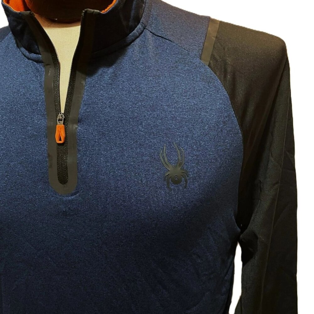 NWT Spyder Active ProWEB Blue Black 1/4 Zip Men's Pullover SPM816RB NWT Small